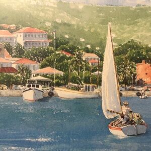 Coastal St Thomas Watercolor signed Print